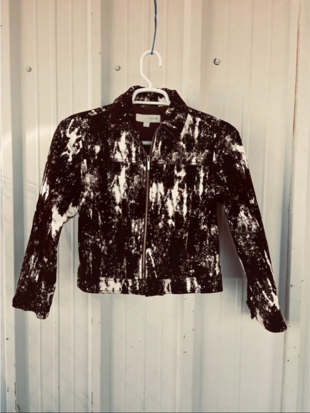 Zara Black and White Tie-Dye Jean Jacket - Women